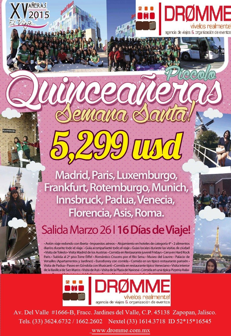 Sierra bolsillo Nueve Dromme - Agencia de Viajes & Organización de Eventos - viajes - VIAJES DE XV  AÑOS
