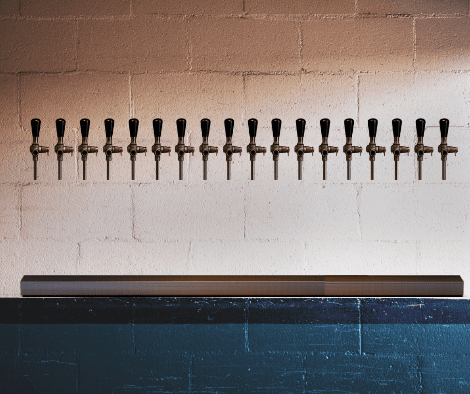 Kit cámara fría 18 grifos — frente aprox. 180 cm, secundarios por línea, acopladores D/S.