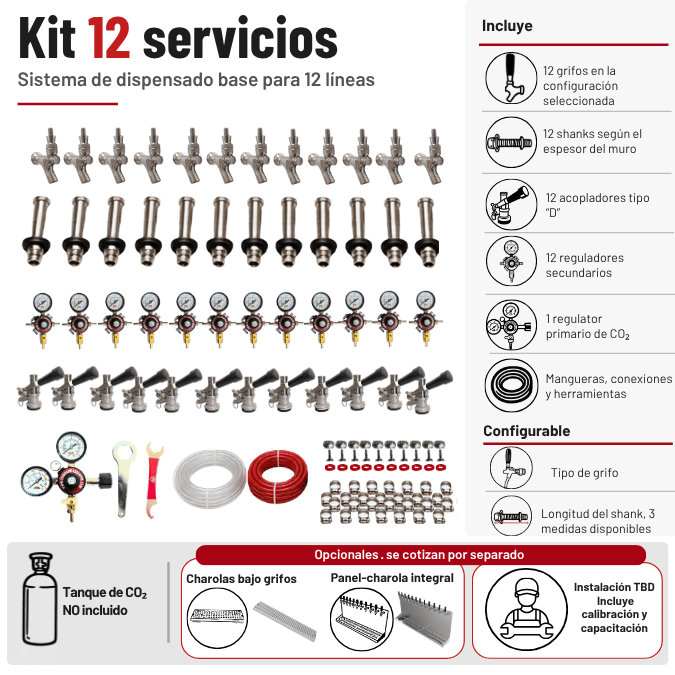 Kit base de dispensado para cámara fría de 12 servicios