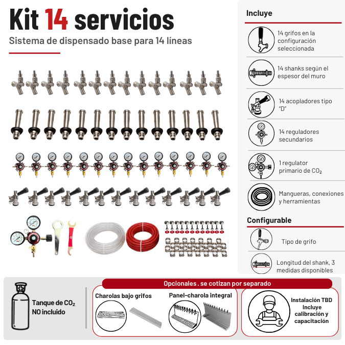 Kit base de dispensado para cámara fría de 14 servicios