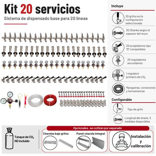 Kit base de dispensado para cámara fría de 20 servicios