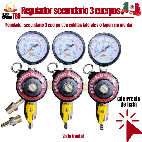 Regulador de co2 secundario triple cuerpo